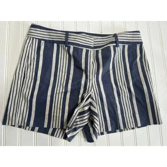Ann Taylor Pants - Ann Taylor Factory Ivory/Blue Striped Shorts Women 6. 58
